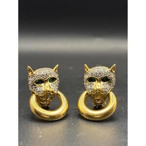 Stunning Panther Door Knocker Clip on Earrings MCM Vintage